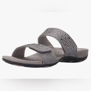 VIONIC Sz 10 Samoa Slides Slip On Sandals Comfort Insole Velcro Closure Flats